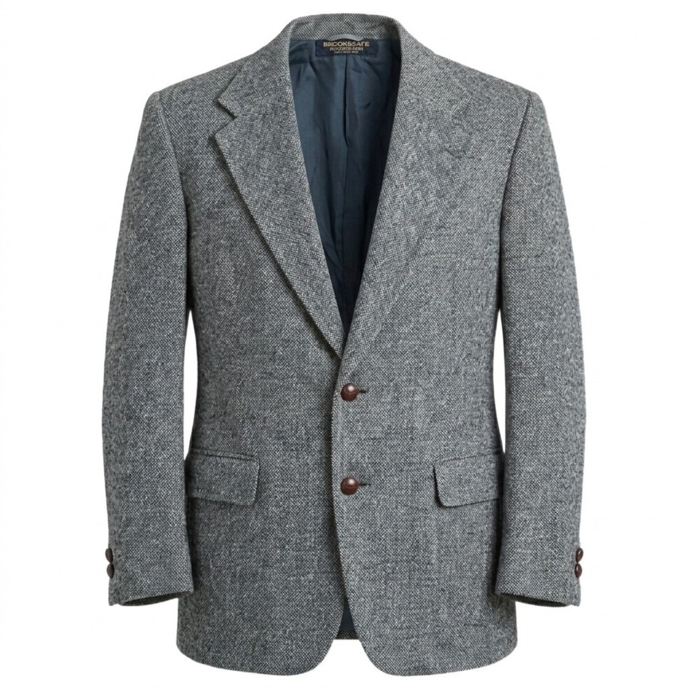 Vintage 80s Brooks Brothers Tweed Blazer Mens 39 L Gray Sport Coat Jacket